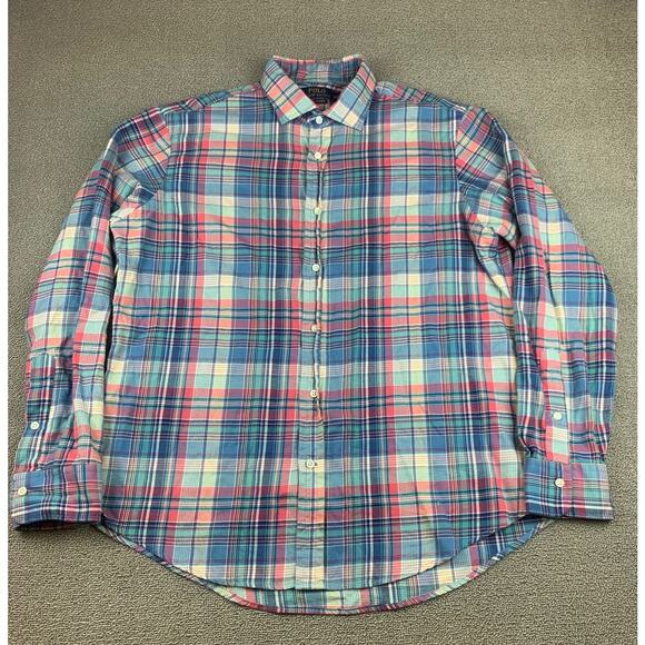 Polo Ralph Lauren Men Large Red Multi Color Plaid Cotton Flannel - Picture 1 of 9